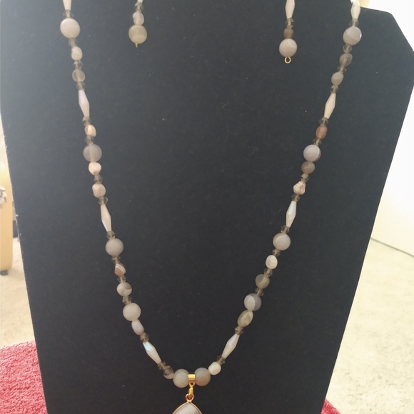 😀 NECKLACE EARRINGS SET HANDMADE NEW 30" BEAUTIFUL - Picture 2 of 9